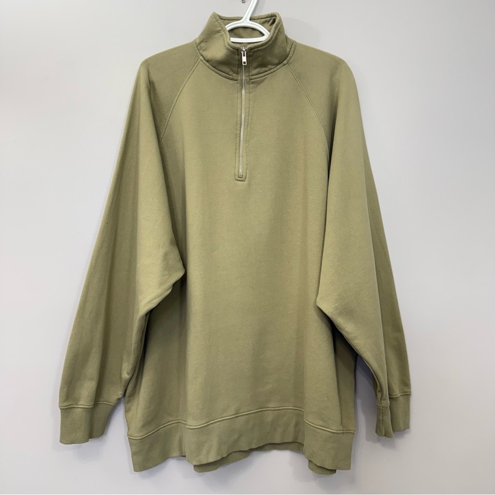 BRUNETTE THE LABEL - Not your boyfriend 1/2 zip sweater size L/XL in Olive - Picture 6 of 14
